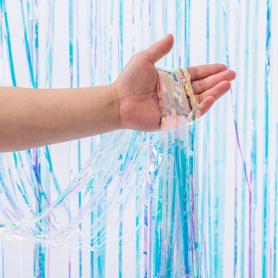 China Blue Silver Fringe Backdrop 100x200cm Foil Fringe Backdrop Custom for sale