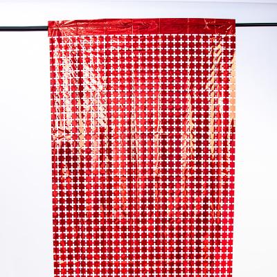 China Red Metallic Fringe Curtain Square Foil Curtain Customizable for sale