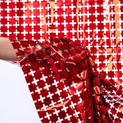 China Waterproof Red Foil Fringe Curtain 1*2m Square Foil Backdrop for sale