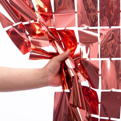 China 100cm 200cm Square Metallic Foil Backdrop Red Metallic Fringe Curtain for sale