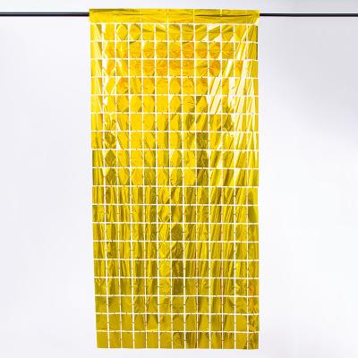China Waterproof Square Foil Fringe Curtain 200cm Gold Foil Fringe Backdrop for sale