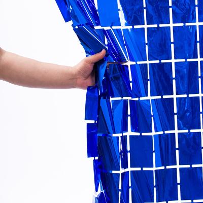 China 100*100cm Blue Foil Fringe Curtain Square Foil Curtain Party Dressing for sale