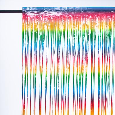 China 1M 2M Rainbow Foil Curtain Backdrop 100x200cm Fringe Party Backdrop for sale
