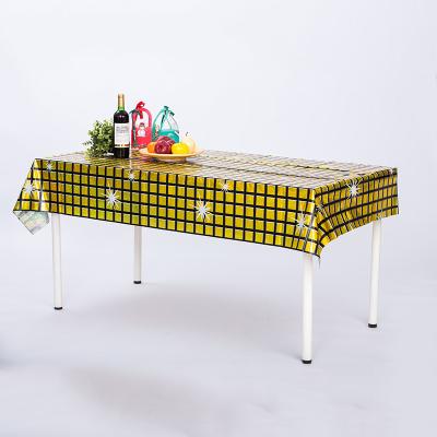 China 70s 80s 90s Disco Party Tablecloth Rectangle Gold Disco Table Cover for sale