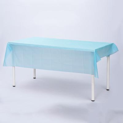 China Light Blue Plastic Table Covers 1.8m 2.4m Disposable Tablecloths for sale