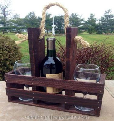 China Europe Single Package Wooden Wine Carrier For Gift Chinese OEM Rustic Style Wine Rack Wooden Wine Rack for sale