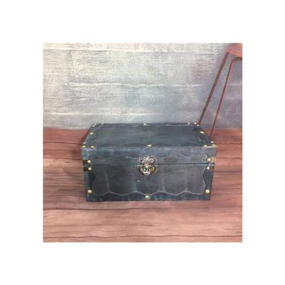 China Antique Imitation Custom Printed Luxury OEM Vintage Treasure Chest Wood Storage Square Treasure Chest Box for sale