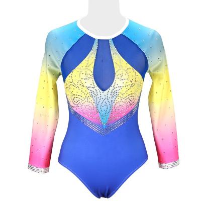 China wholesale girls 250gsm long sleeve fabric new youth leotard design Panel of gymnastics leotards shaping wear leotard dance wear for sale