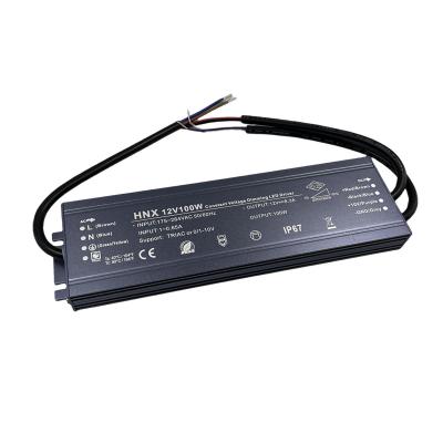 China LED Lighting factory price 100W 12V 24V LED power supply thyristor PWM 0-10V dimming constant voltage driver outdoor ip67 for sale