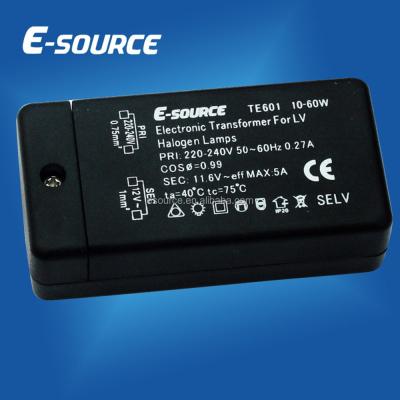 China 12V 10-60W Electronic Transformer For Halogen Lamps With CE TE601-B for sale