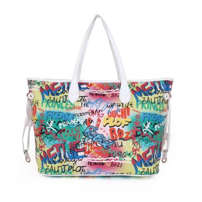 China Newest Fashion Tote Women Bag High Quality Geometric Women Shoulder Cross - Body Messenger Bag Graffiti Bag for sale