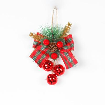 China Eco-Friendly KERVINO New Christmas bell accessories pendant diy mall Christmas tree pendant Bow knot bell decoration for sale
