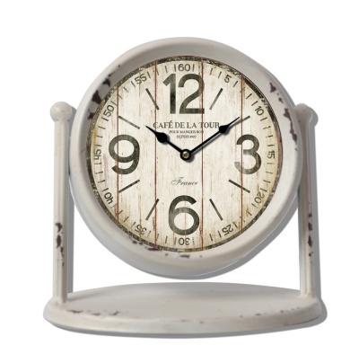 China Antique Style Industrial Style Metal Bicycle Spoke Home Decor Table Clock for sale