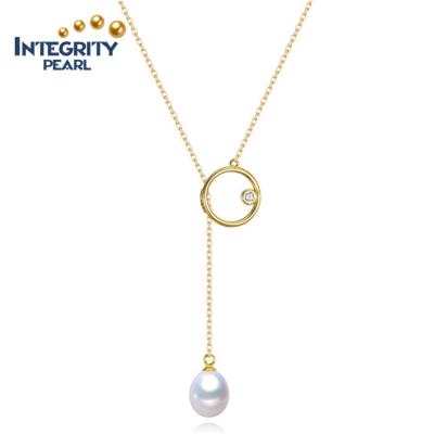 China TRENDY 925 Sterling Silver Plated Freshwater Pearl Real New Design White Gold Initial Pendant Necklace for sale