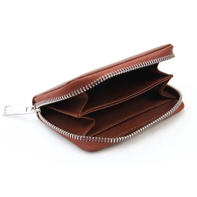 China Fashionable Custom Nappa Slim Credit Card Holder Case Leather Zipper Around Wallet for sale