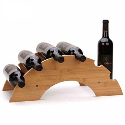 China Sustainable Bamboo Wine Rack, 6 Bottle Solid Bamboo Wine Holder Display Shelves, for sale