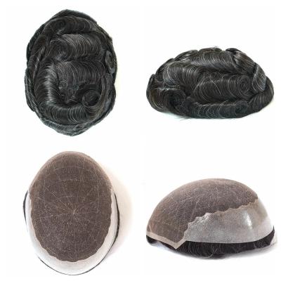 China Mens Toupee Hair Replacement French Lace Human Hair Systems Hair Pieces Q6 #1B10 for sale