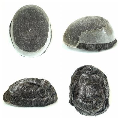 China Mens Toupee Hair Replacement French Lace Human Hair Systems Hair Pieces Q6 #1B30 for sale