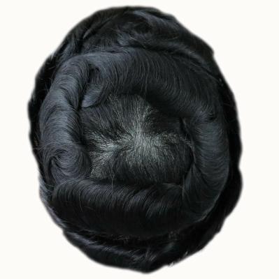 China Durable Men's BIO Human Hair Hairpiece for Smooth Coverage - Available in Classic Black #1 & #1C Shades for sale