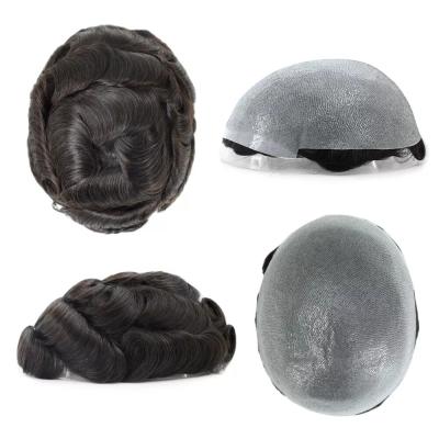 China Toupee for Men Human Hair Replacement System 08mm Thin Skin Hairpieces #1B for sale