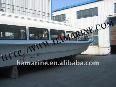 China HA1800 Passenger Boat FiberGlass Hull Material 65p-76p Capacity Cummins Diesel Te koop
