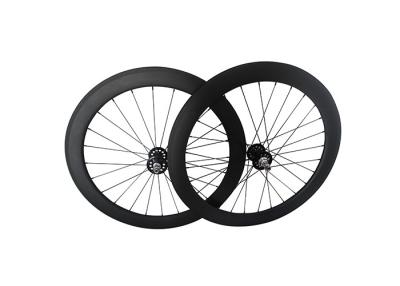 China Kohlenstoff-Scheibenrad T700, 23mm Breiten-örtlich festgelegtes Gang-Fahrrad der Bahn-700C dreht Röhrenklammer zu verkaufen
