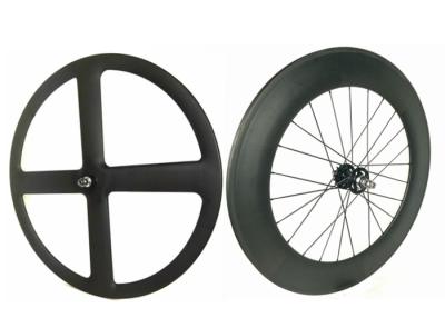 China Dauerhafte des Kohlenstoff-700C Speiche Bahn-Fahrrad-Rad-der Front-4/Rückseite 88MM * 23MM zu verkaufen