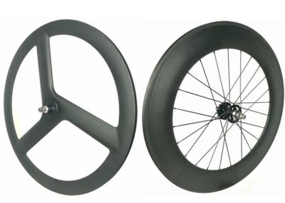 China Volle Kohlenstoff-Faser-dreht einzelner Geschwindigkeits-Flipflop Wheelset, der 3 Speichen-Kohlenstoff-Fahrrad 700c*20mm zu verkaufen