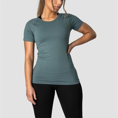 China Top Sellers Customizable Comfort Anti-Static Mercerized Round Neck Girls Slim Fit Simple Women's Sports Fitness T-Shirt White for sale