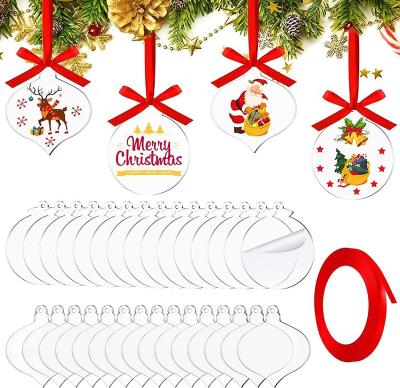 China Customized 2 Styles 24pcs Wholesale White Acrylic Christmas Pendant For Tree Decoration for sale