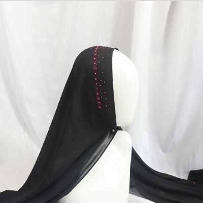 China Stone 2021 Fashion Wholesale Malaysia Bubble Chiffon Turban Instant Stone Crystal Decorated Instant Shawl for sale