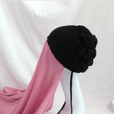 China Rectangle Chiffon Shawl Knitted Popular High Quality Satin Ninja Non-slip Inner Instant Hat Turban Snap Scarf for sale