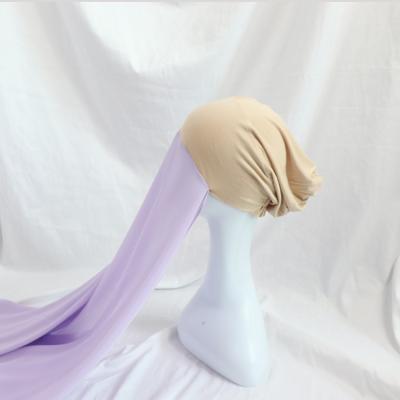 China New Fashion Design Chiffon Muslim Snap Shawl With Wrap Elastic Inner Islamic Head Tank Top Hat Snap Shawl for sale