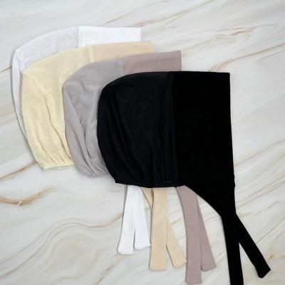 China Fashion new mesh innercap muslim cotton striping underscarf arab women new hijab hat for sale