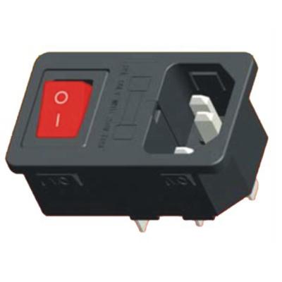 China Industrial on-off switch with IEC320 c14 inlet connector grounded socket for sale