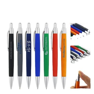 China Logo Gift Rubber Plastic Ballpoint custom made wholesale popular Pen High Quality Promotional Ballpoint Pen Plastic Advertising Hotel Pen for sale
