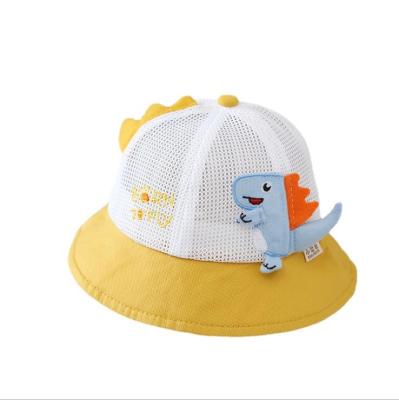 China Comfortable 2-4 Years Children Bucket Hat Dinosaur Cartoon Hat Baby Boy Girl Summer Mesh Breathable Sun Hat Child Beach Outdoor Sport Hat for sale