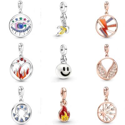 China Pave 925 Sterling Silver Pand I Eye Moon Power Locket Charm Bead Fit European Bracelet And Necklace Jewelry for sale