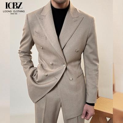 China Traje italiano masculino de peito duplo de peso pesado para roupas de negócios casuais à venda