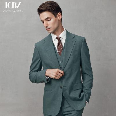 China Casaco de negócios formal em lã verde de grama / tecido de seda para homens Slim Fit e Design à venda