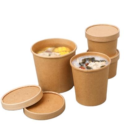 China Food Grade Eco-friendly Disposable Hot Selling Kraft Paper Take Away Soup Bowl for sale