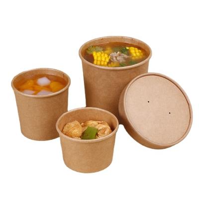China 26oz Disposable Bowls Disposable Paper Container Soup Takeout Pack With Plastic Lid for sale
