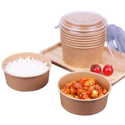China Disposable Ice Cream Food Rice Noodle Salad Container Soup Biodegradable Disposable Paper Cup Take Away Bowls for sale