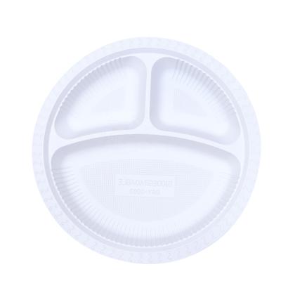 China 100% Biodegradable and Compostable Disposable Stocked Disposable 3 Compartment Disposable Cornstarch Dinner Dish for sale