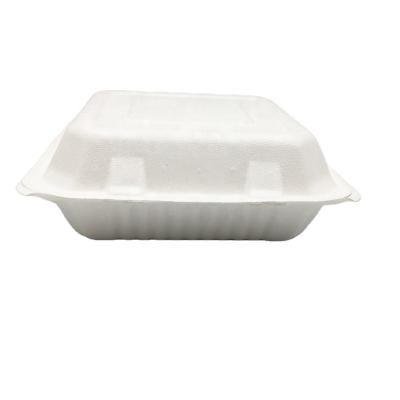 China Eco-friendly Disposable Sugarcane Bagasse Clamshell Lunch Food Box / Food Container Biodegradable And Compostable for sale