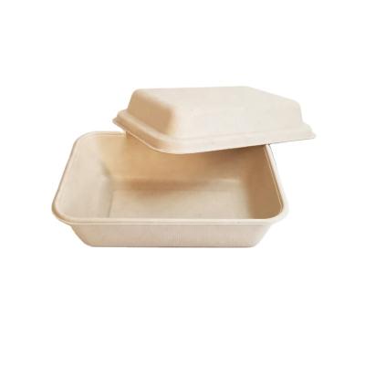 China Sugar Cane Eco Friendly Biodegradable Disposable Bagasse Bento Lunch Box Takeout Food Container for sale