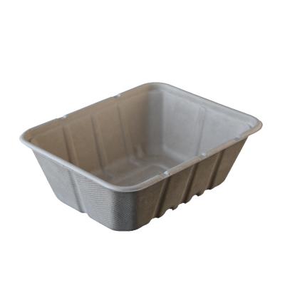 China Xiamen 1500ml Bagasse Food Box 1 Compartment Bagasse Biodegradable Disposable Food Container With Lid for sale