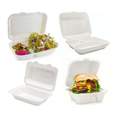 China Eco - Friendly Compostable Sugarcane Bagasse Lunch Box Clamshell for sale