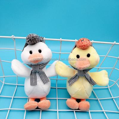 China Plush Newcomers Mini Plush Toys Custom Cute Anime Embroidered Duck Key Wholesale Chain for sale