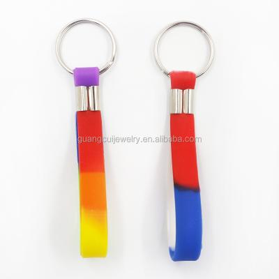 China Wholesale Customized Souvenir Design New Arrival Silicone Bracelet Wristband Key Chain for sale
